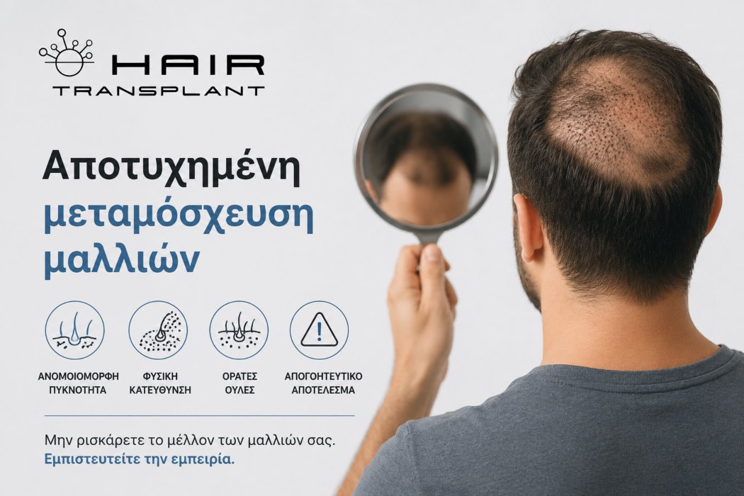 Δερματολόγος αξιολογεί αποτέλεσμα μεταμόσχευσης μαλλιών