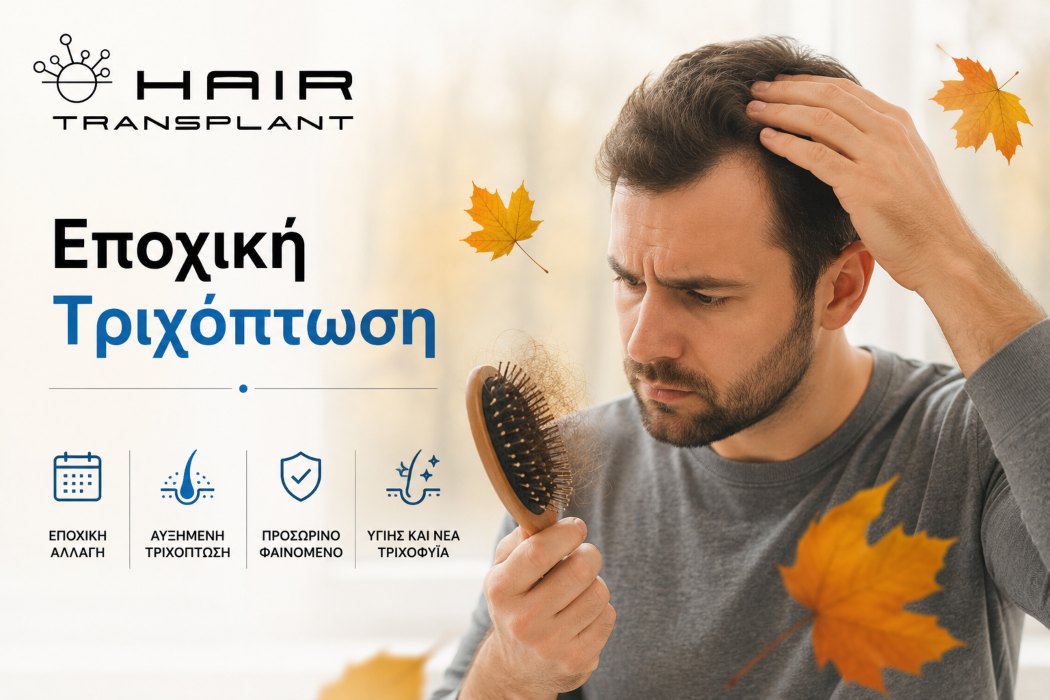 Άτομο που παρατηρεί εποχική τριχόπτωση κατά το χτένισμα