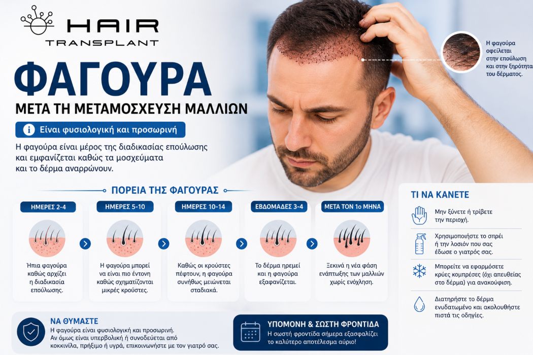 Φαγούρα στο τριχωτό μετά από μεταμόσχευση μαλλιών