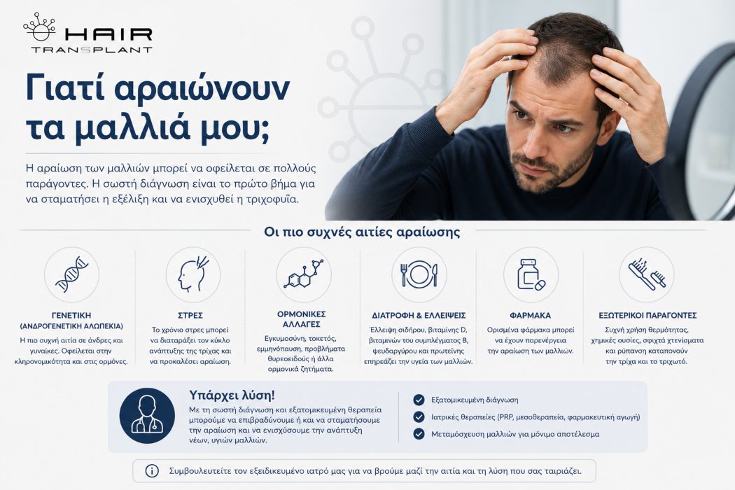 Δερματολόγος εξετάζει την αραίωση των μαλλιών σε ασθενή