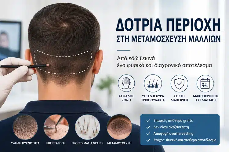 Δότρια περιοχή στη μεταμόσχευση μαλλιών με ιατρική αξιολόγηση της ασφαλούς ζώνης