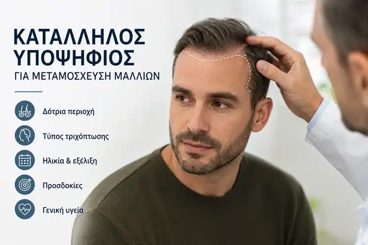 Κατάλληλος υποψήφιος για μεταμόσχευση μαλλιών κατά την ιατρική αξιολόγηση