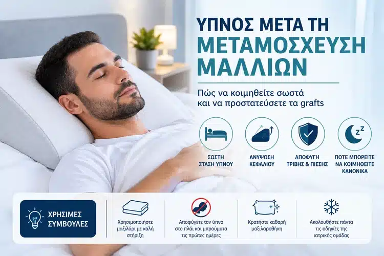 Ύπνος μετά τη μεταμόσχευση μαλλιών με σωστή στάση και ανύψωση κεφαλιού