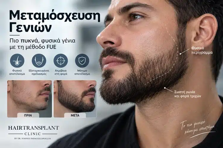 Μεταμόσχευση γενιών με FUE, φυσικό περίγραμμα και σωστή γωνία εμφύτευσης τριχών