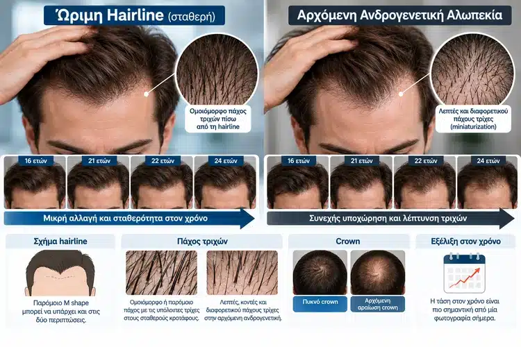 Ώριμη Hairline ή Ανδρογενετική Αλωπεκία
